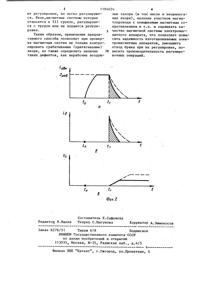 Способ контроля магнитной системы электромагнитного аппарата (патент 1184024)
