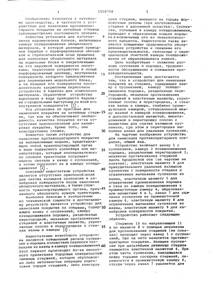 Устройство для нанесения покрытия на стержни (патент 1058708)