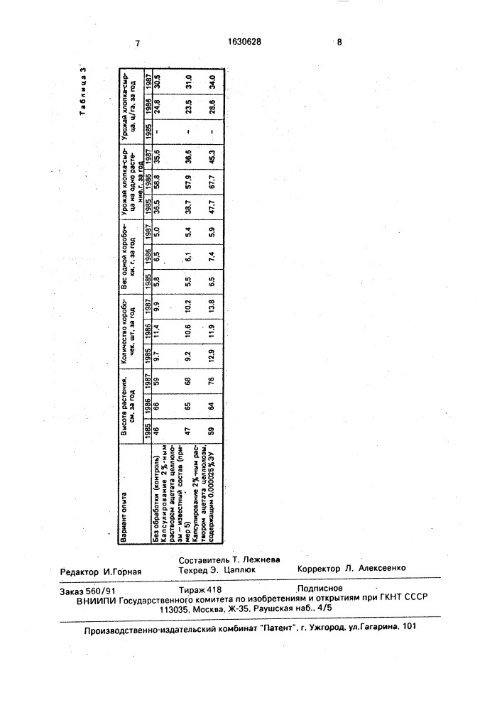 Состав для капсулирования семян хлопчатника (патент 1630628)