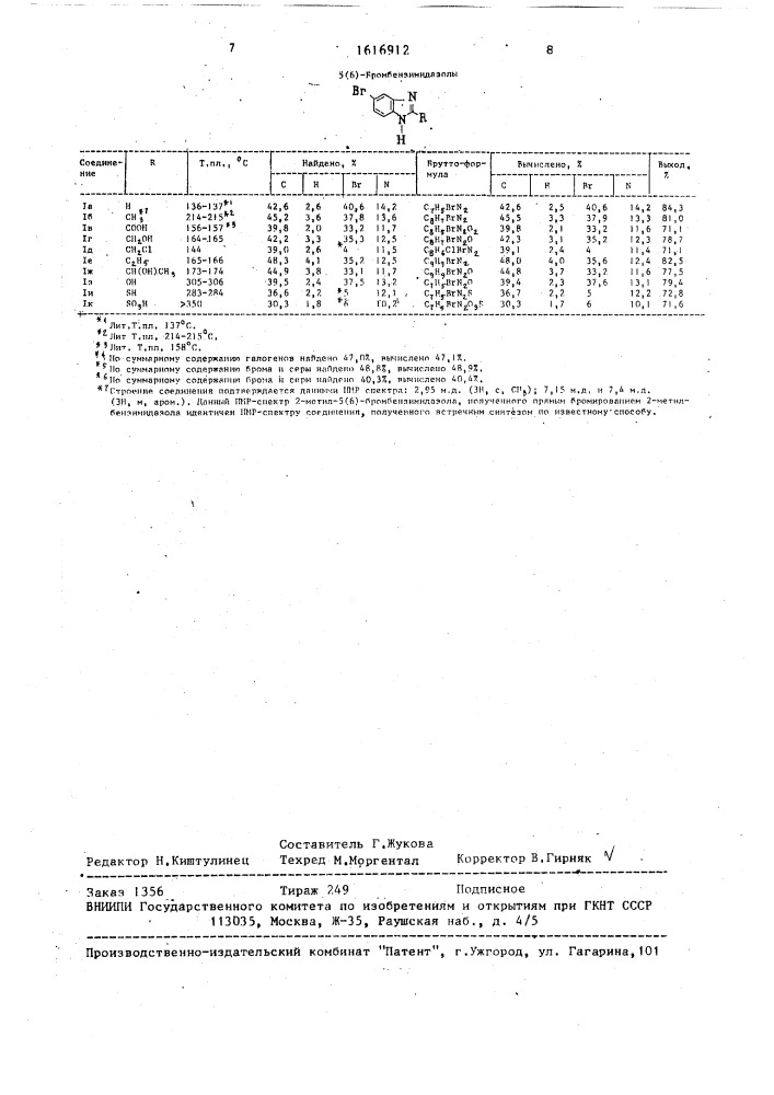 Способ получения 5(6)-бромпроизводных бензимидазола (патент 1616912)