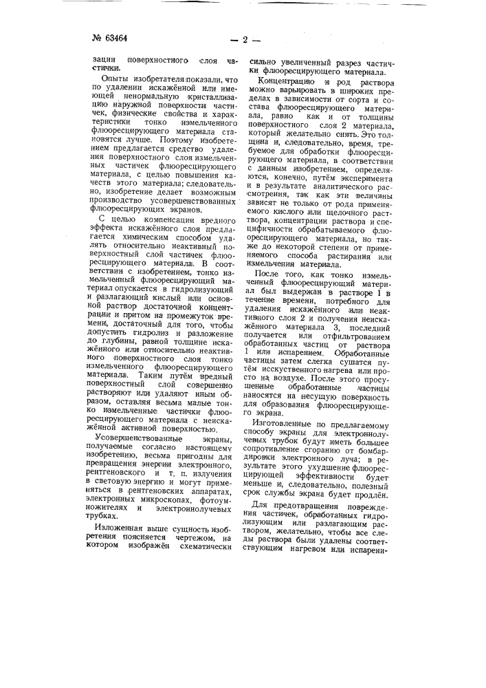 Способ изготовления флюоресцирующего экрана (патент 63464)