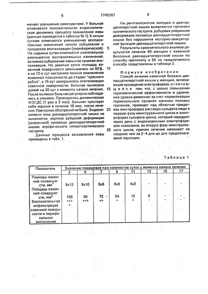 Способ лечения язвенной болезни двенадцатиперстной кишки у женщин (патент 1745267)