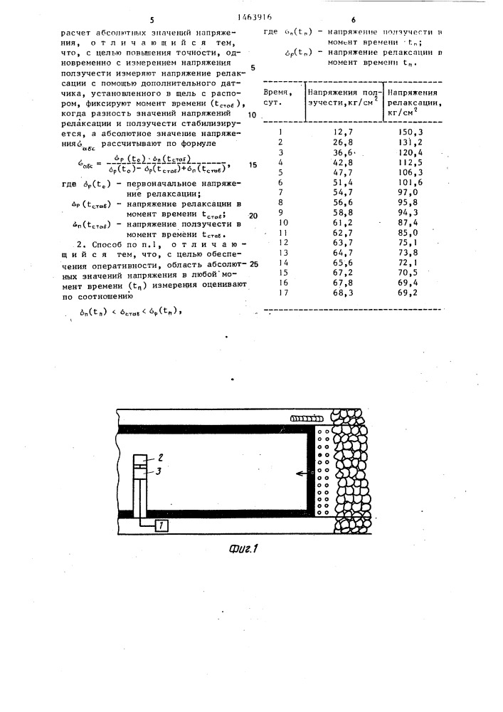 Способ определения абсолютных значений напряжений в малопрочных угольных пластах (патент 1463916)