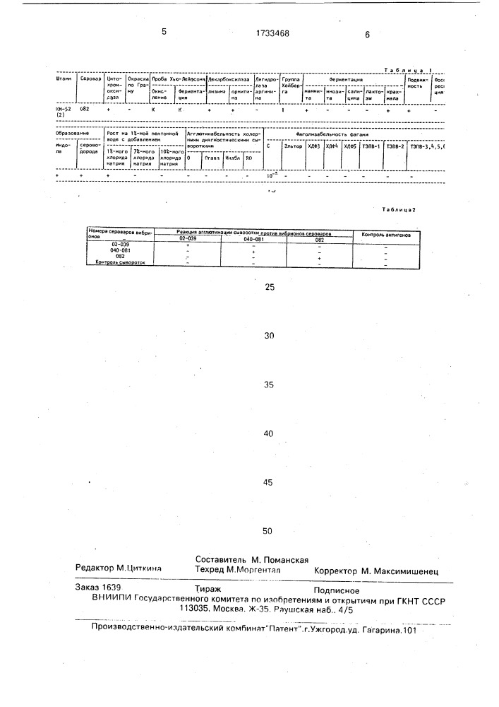 Штамм бактерий viвriо nag 082 серовара, используемый для приготовления моноварной диагностической сыворотки (патент 1733468)
