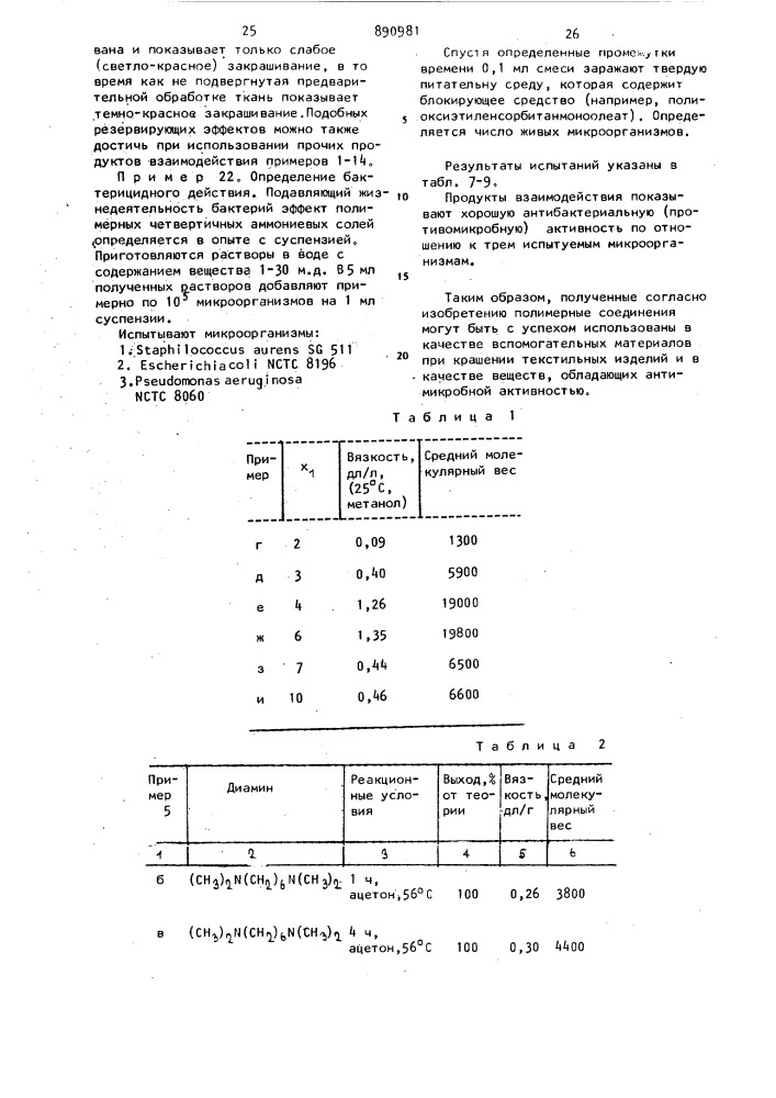 Способ получения полимерных четвертичных аммониевых солей (патент 890981)