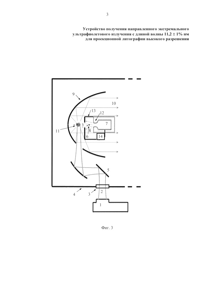 Устройство получения направленного экстремального ультрафиолетового излучения с длиной волны 11,2 нм ±1% для проекционной литографии высокого разрешения (патент 2633726)
