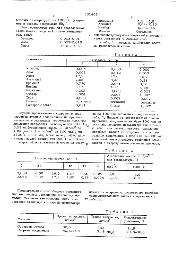 Жаростойкая сталь (патент 551405)