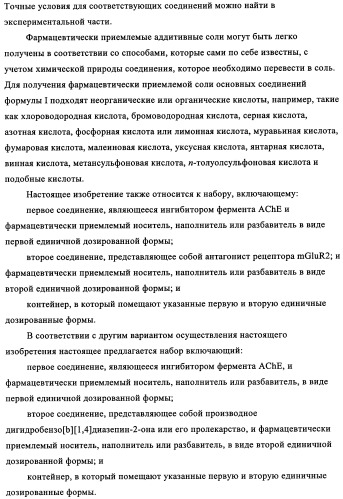 Комбинация антагониста рецептора mglur2 и ингибитора фермента ache для лечения острых и/или хронических неврологических заболеваний (патент 2357734)