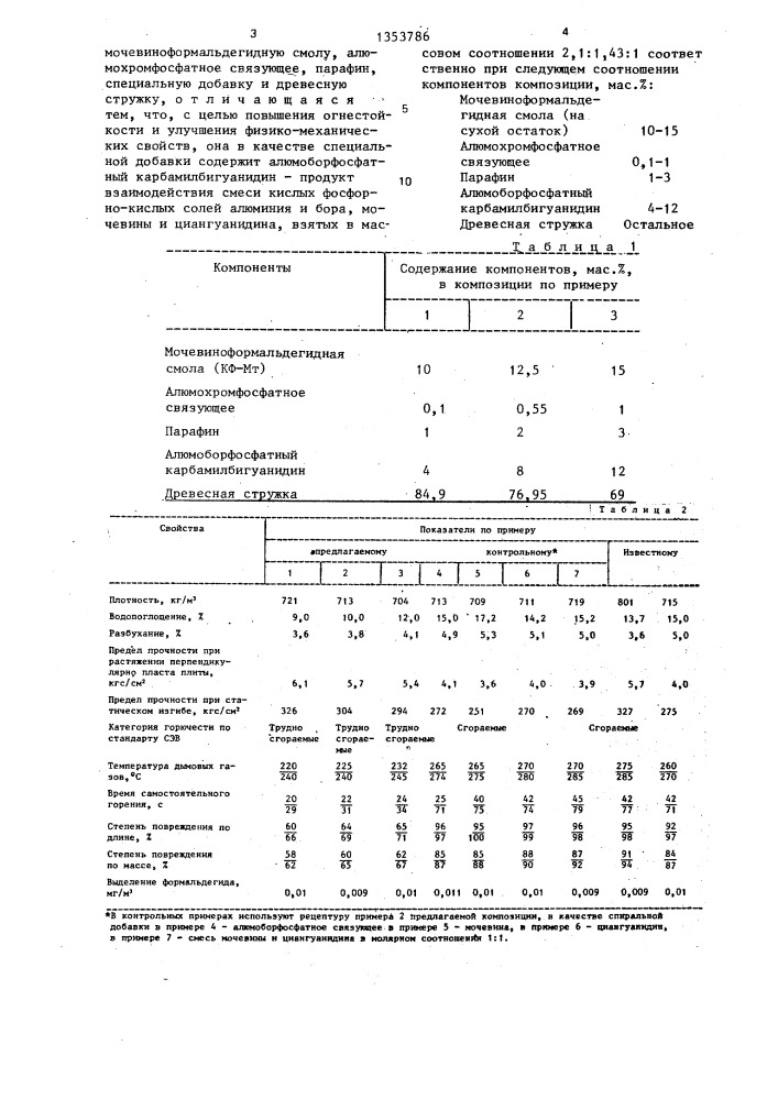 Композиция для изготовления древесностружечных плит (патент 1353786)