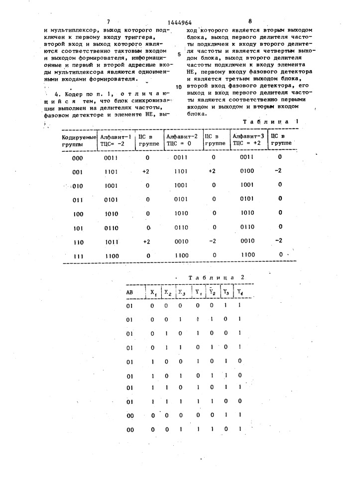 Кодер двоичного кода 3в4в-3 (патент 1444964)