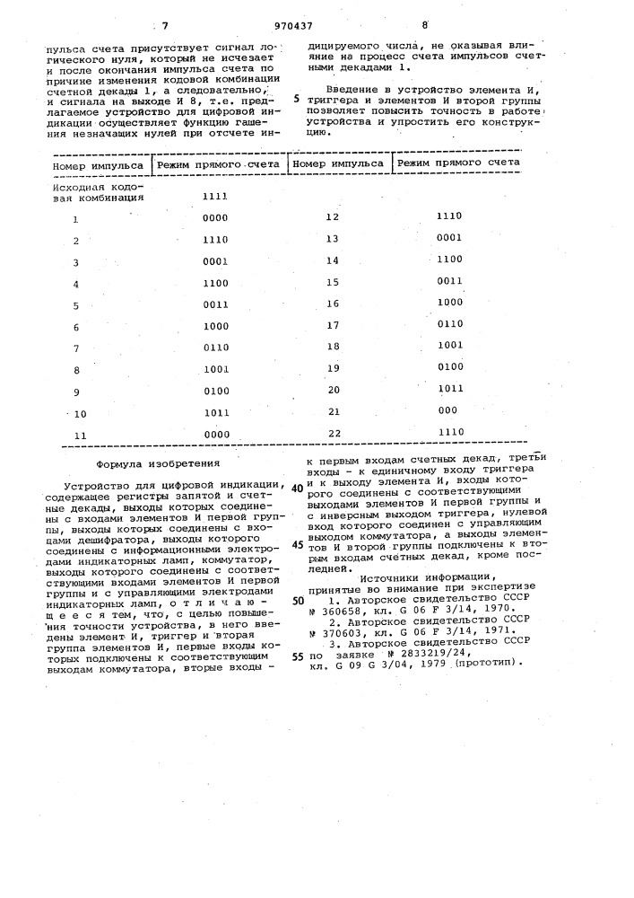 Устройство для цифровой индикации (патент 970437)