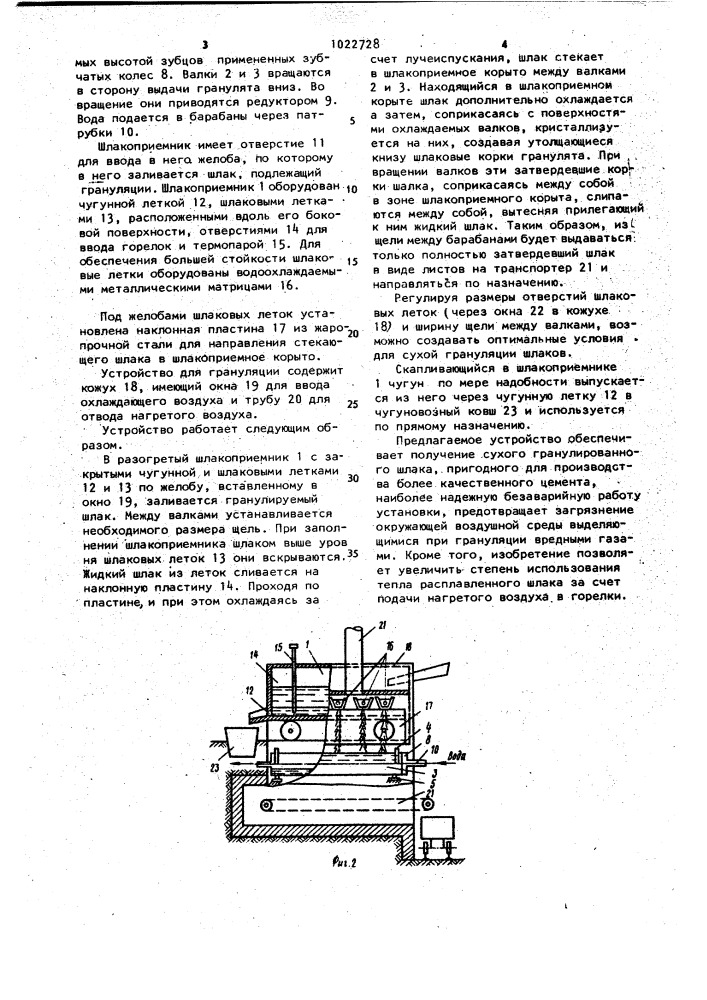 Схема грануляции шлака