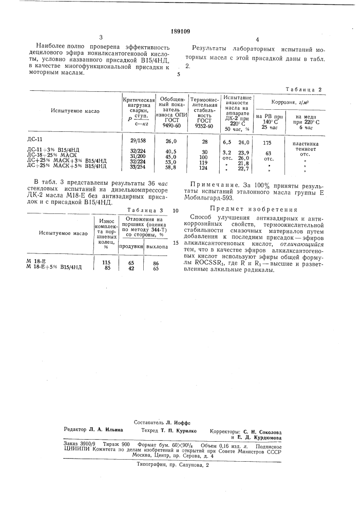 Способ улучшения антизадирных (патент 189109)