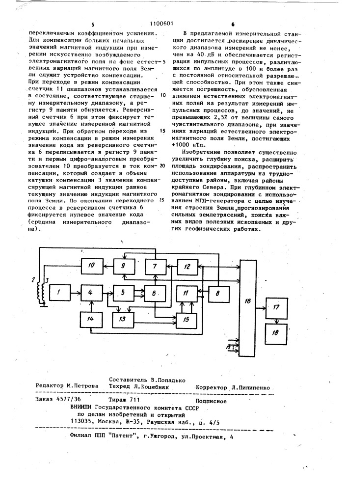 Цифровая автоматическая измерительная станция (патент 1100601)
