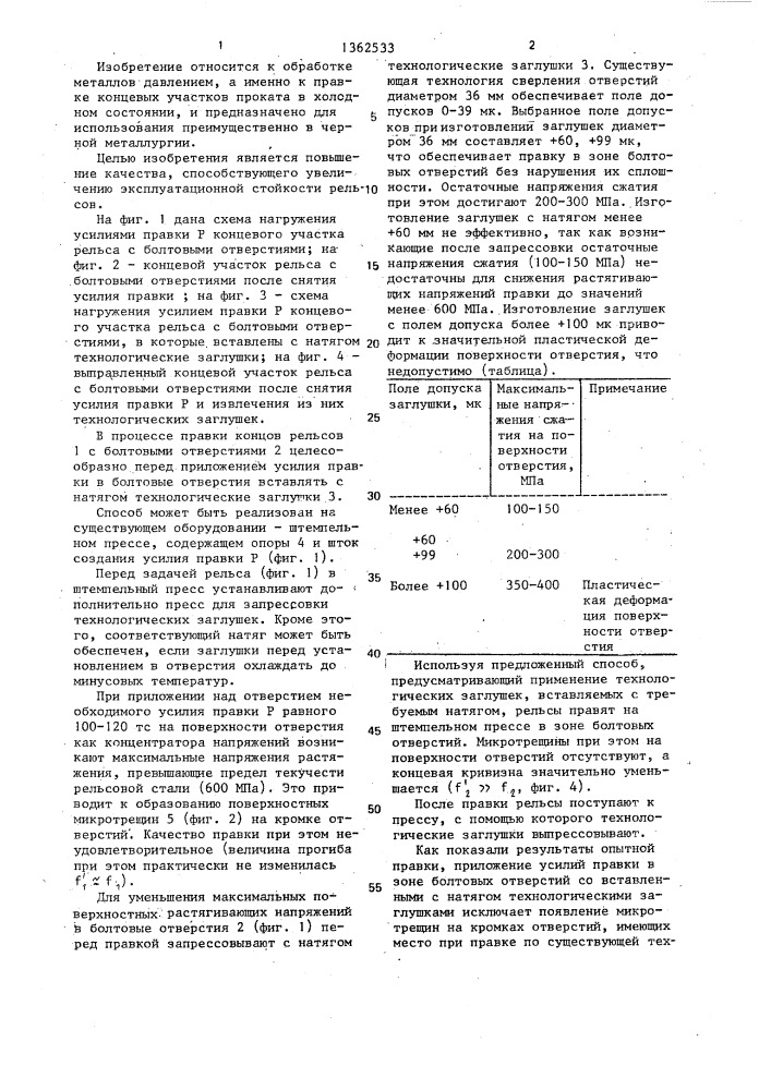 Способ правки концов рельсов (патент 1362533)