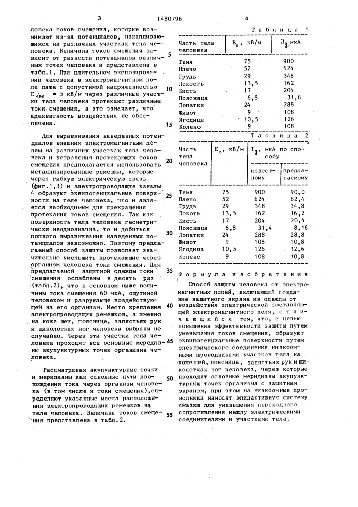 Способ защиты человека от электромагнитных полей (патент 1480796)