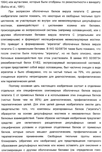 Очищенные оболочечные белки вируса гепатита с для диагностического и терапевтического применения (патент 2319505)