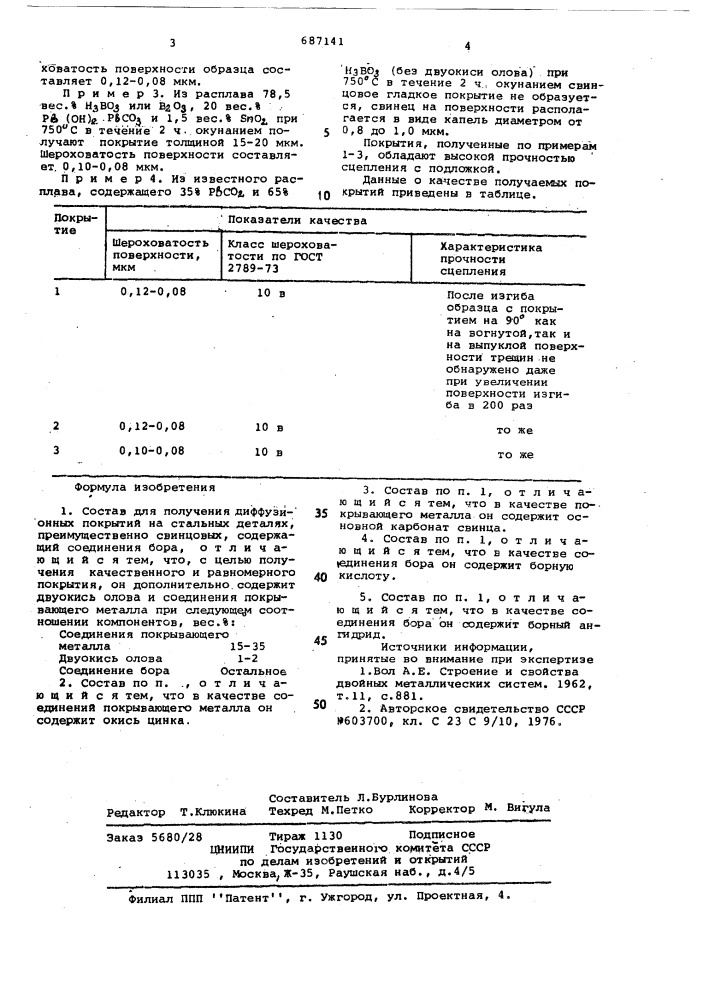 Состав для получения свинцовых диффузионных покрытий (патент 687141)