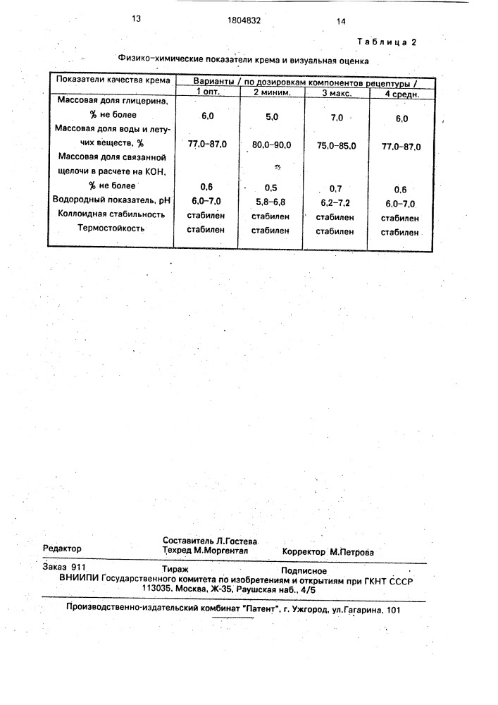 Крем для кожи лица (патент 1804832)