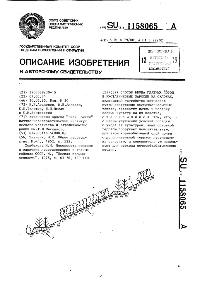 Способ ввода главных пород в кустарниковые заросли на склонах (патент 1158065)