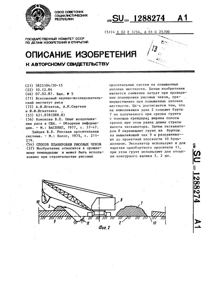 Способ планировки рисовых чеков (патент 1288274)