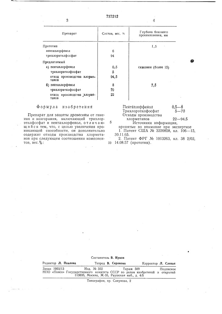 Препарат для защиты древесины от гниения и возгорания (патент 737212)