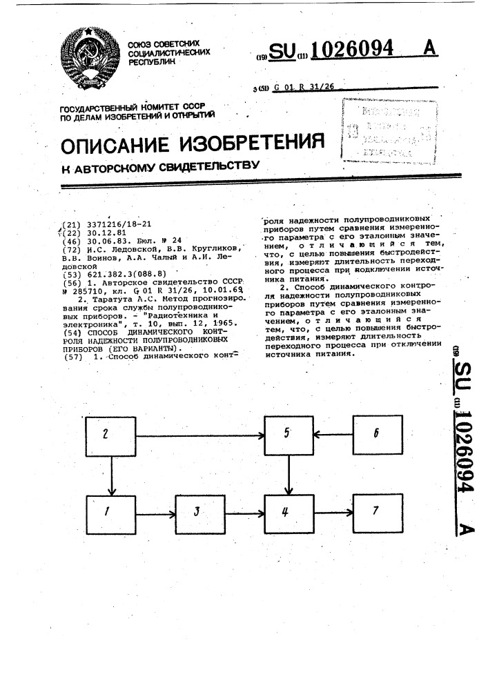 Способ динамического контроля надежности полупроводниковых приборов (его варианты) (патент 1026094)