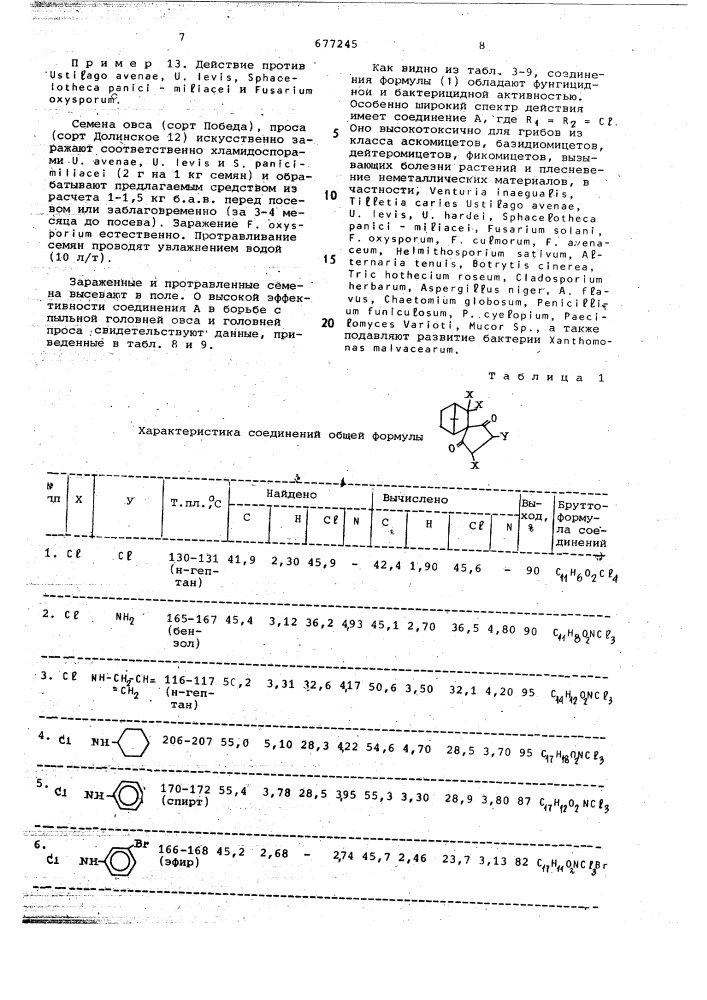 Гологенированные норборненспиродикетоны,обладающие бактерицидной и фунгицидной активностью,и способ их получения (патент 677245)