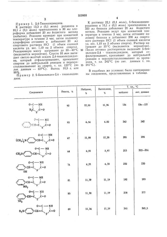 Способ получения производных 2,4-тиазолидиндиона (патент 322055)
