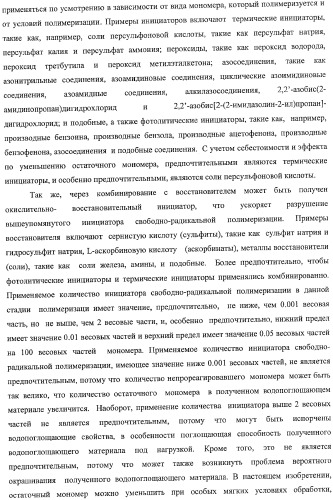 Водопоглощающий материал, водопоглощающее изделие и способ получения водопоглощающего материала (патент 2364611)