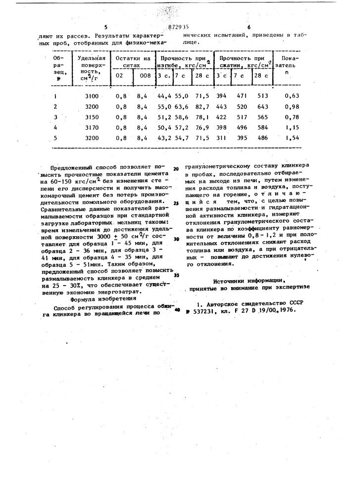 Способ регулирования процесса обжига (патент 872935)