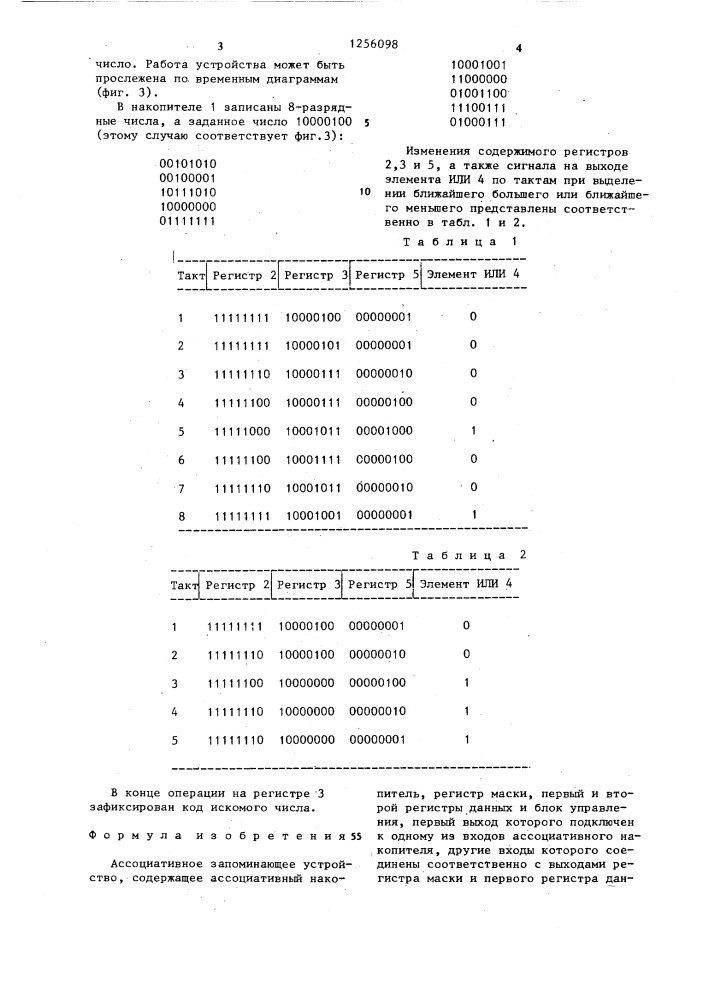 Ассоциативное запоминающее устройство (патент 1256098)