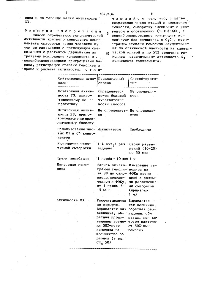 Способ определения гемолитической активности третьего компонента комплемента сыворотки крови человека (патент 1649434)