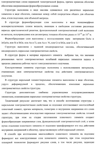 Структура с киральными электромагнитными свойствами и способ ее изготовления (варианты) (патент 2317942)
