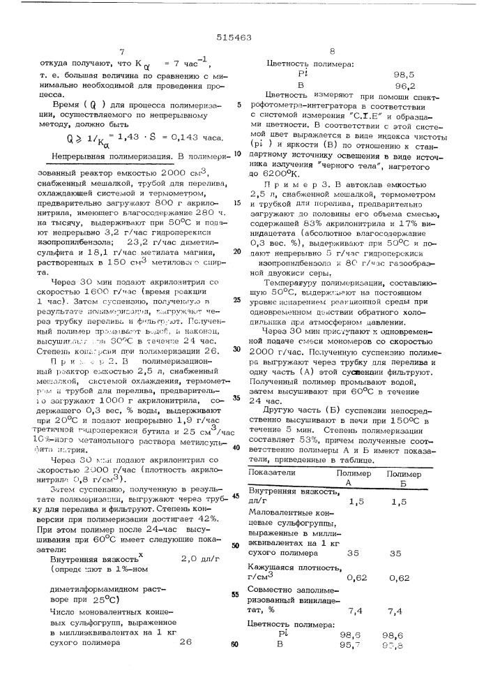 Способ получения полимеров на основе акрилонитрила (патент 515463)