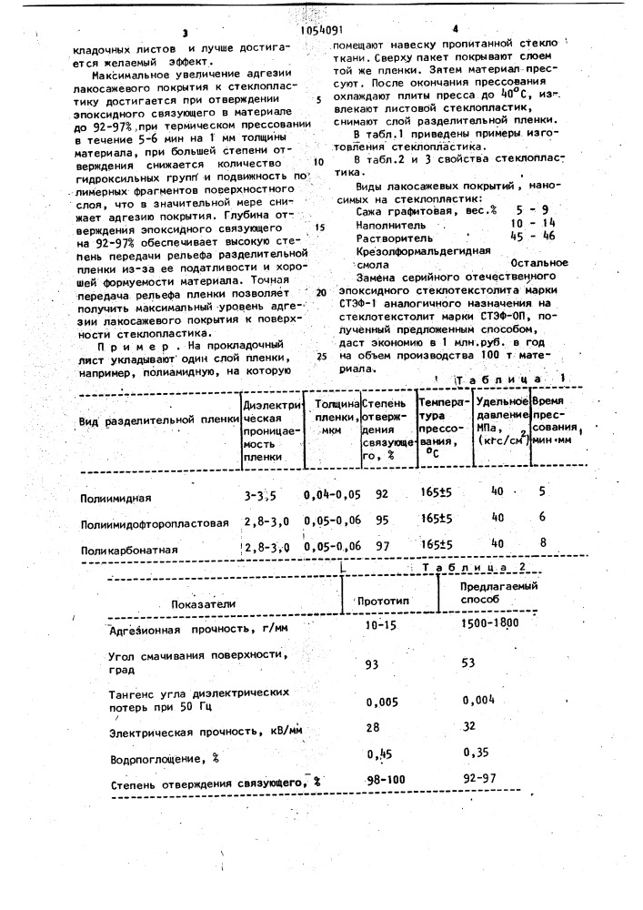 Способ изготовления эпоксидного листового стеклопластика (патент 1054091)