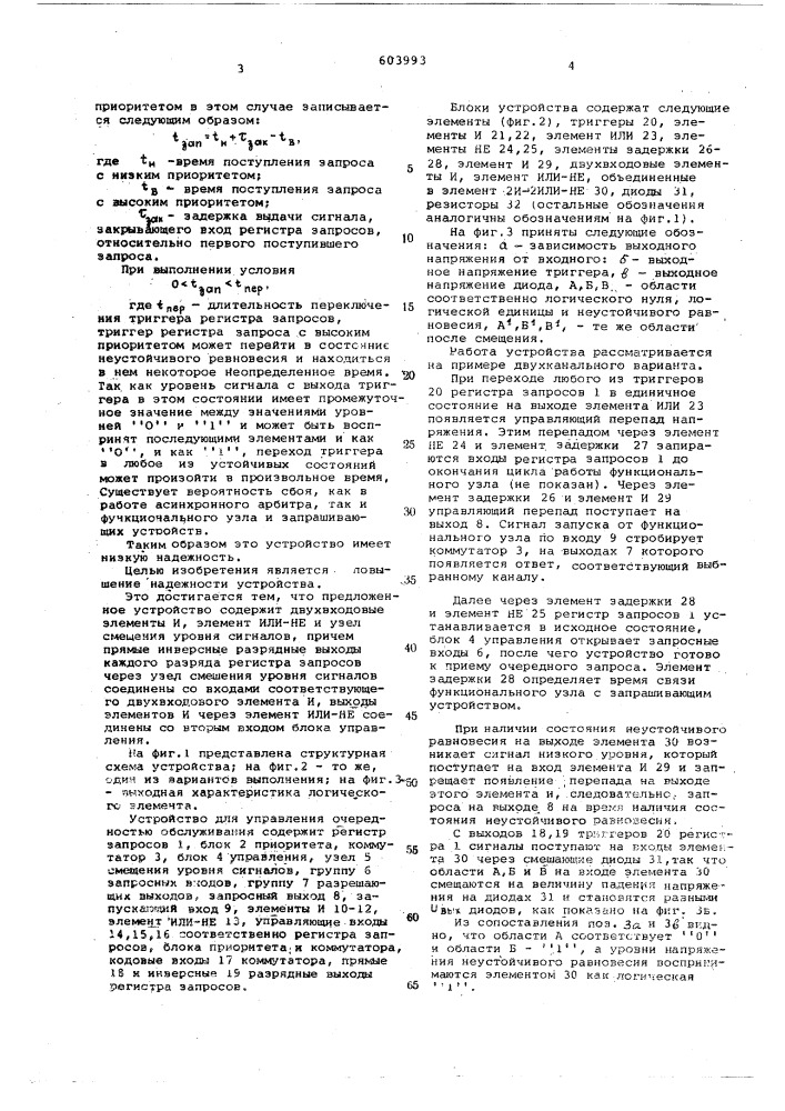 Устройство для управления очередностью обслуживания (патент 603993)