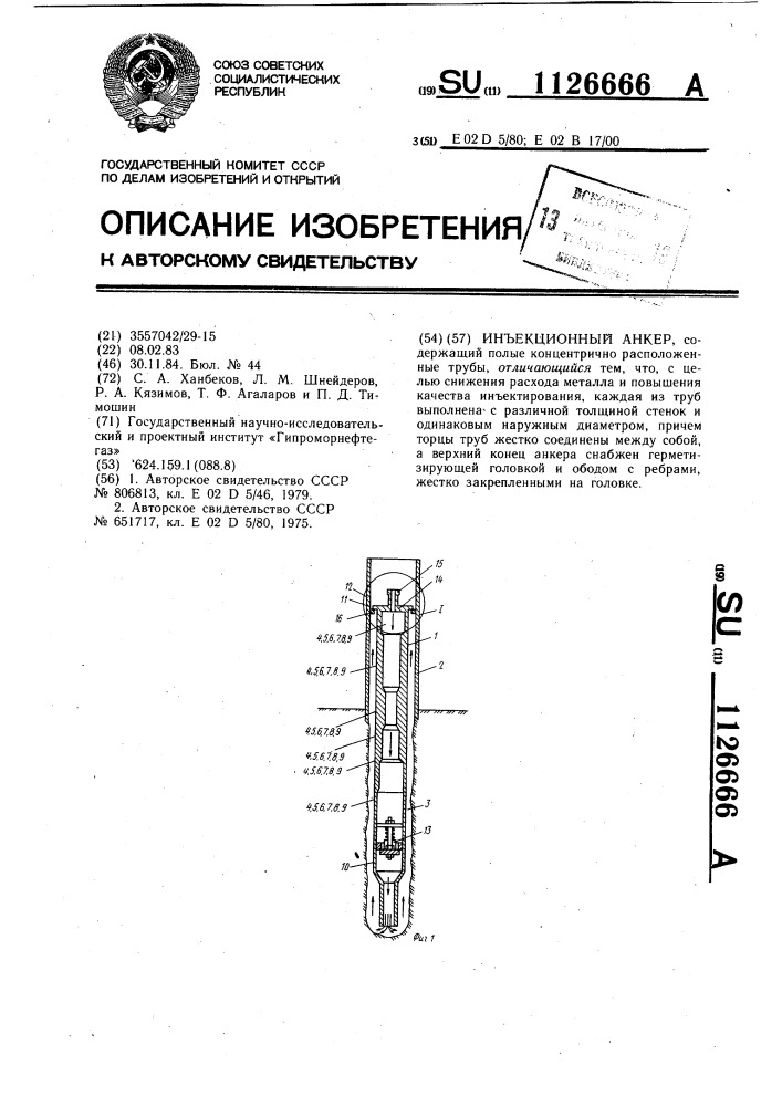 Инъекционный анкер (патент 1126666)