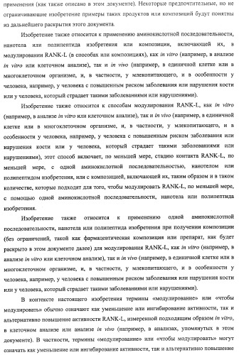 Аминокислотные последовательности, направленные на rank-l, и полипептиды, включающие их, для лечения заболеваний и нарушений костей (патент 2481355)