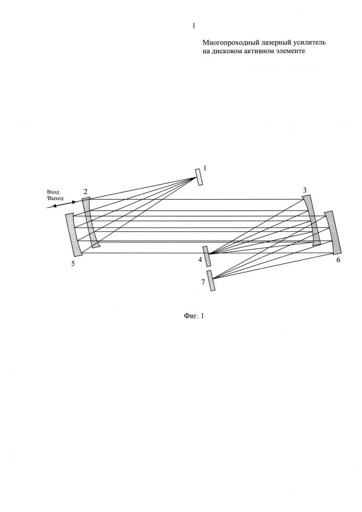 Многопроходный лазерный усилитель на дисковом активном элементе (патент 2607839)