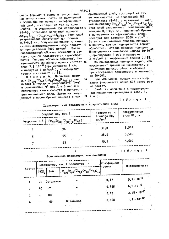 Магнитный материал (патент 932571)