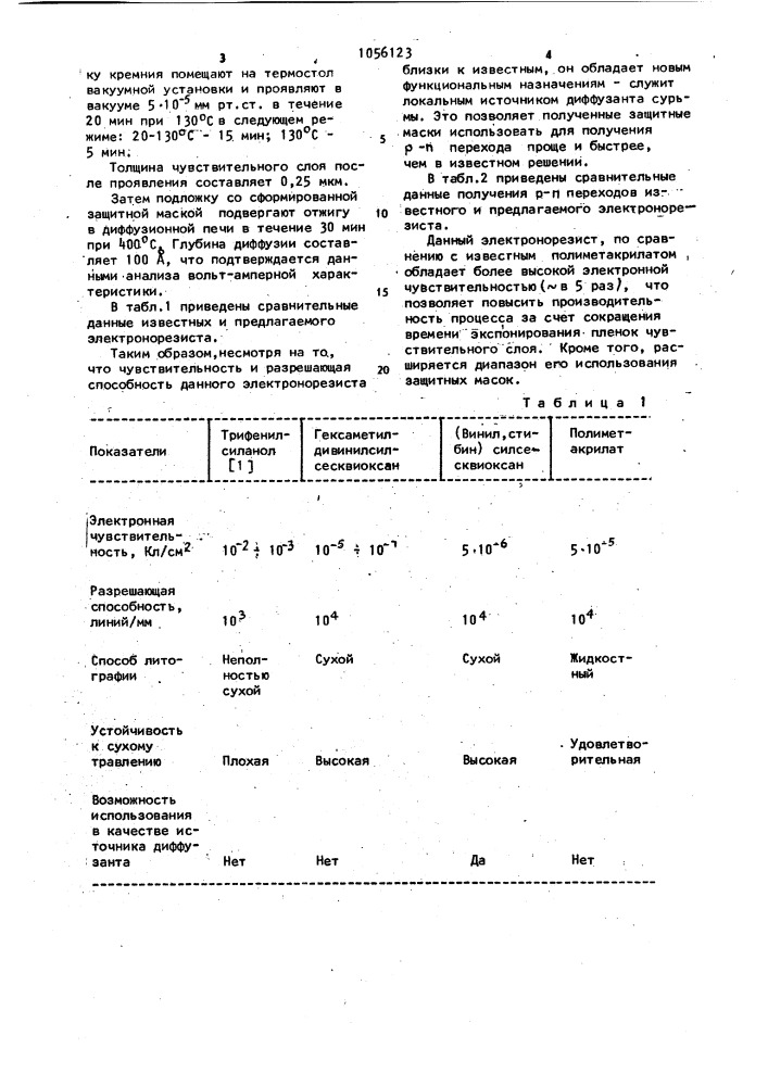 Электронорезист (патент 1056123)