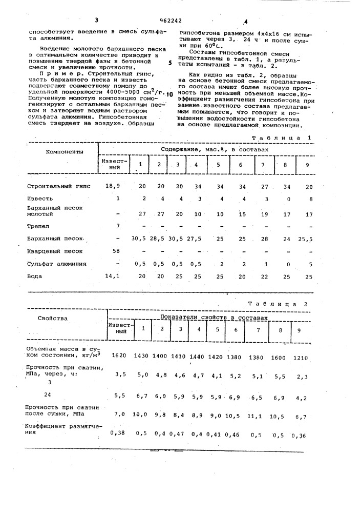 Бетонная смесь (патент 962242)