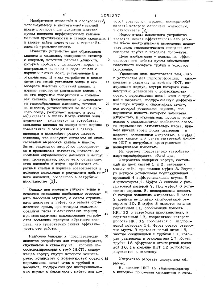 Устройство для гидроперфорации (патент 1051237)