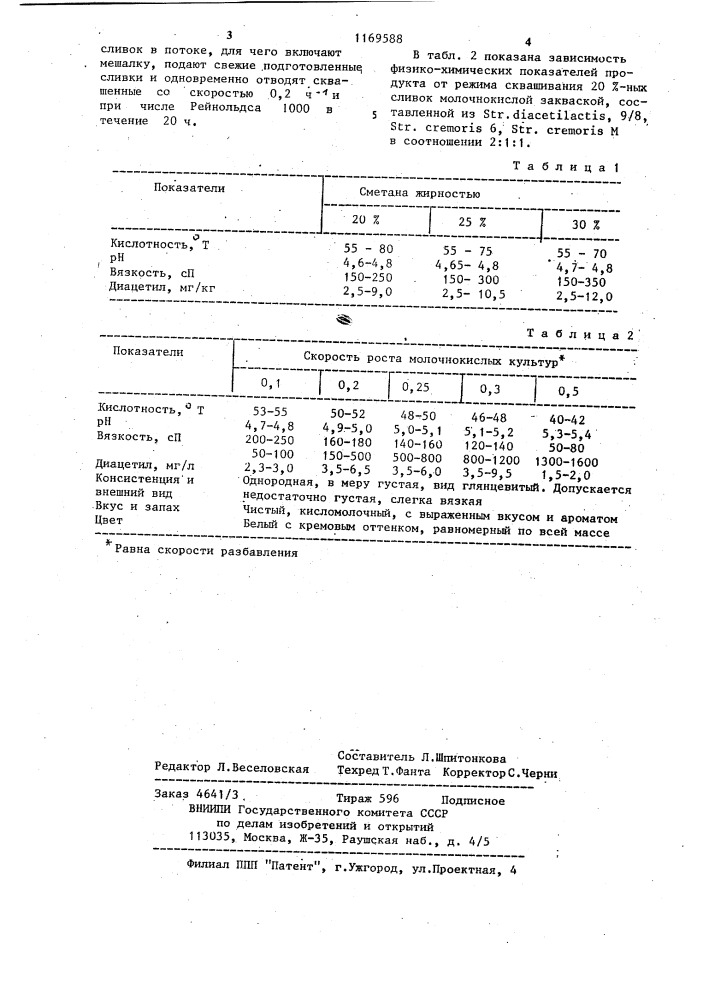 Способ производства сметаны (патент 1169588)