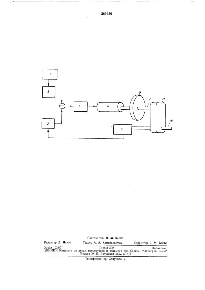 Измеритель величииы среднего значения угла бортовой качки судна (патент 260450)