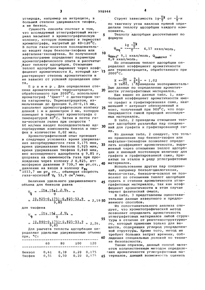 Способ определения ароматичности углеграфитовых материалов (патент 998944)