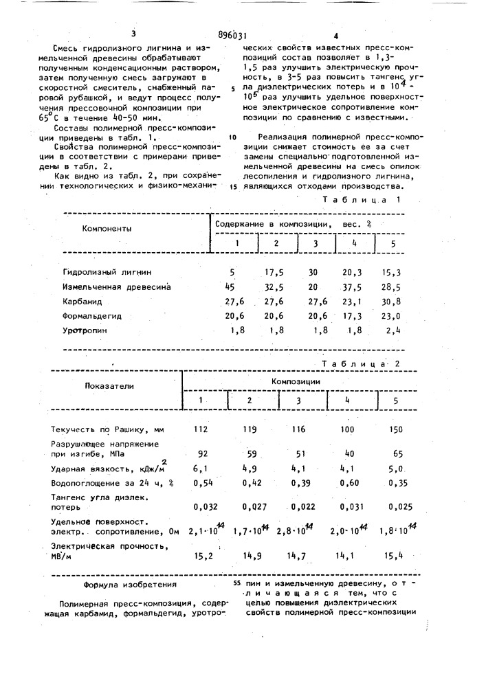 Полимерная пресс композиция (патент 896031)