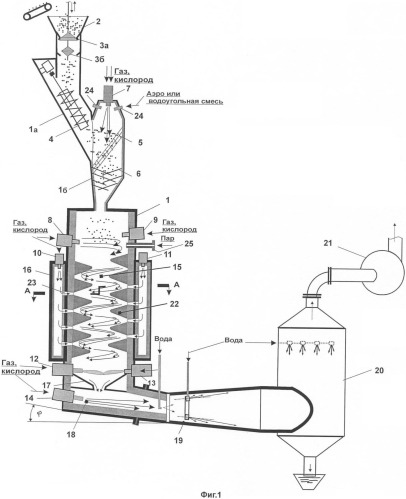 Газификатор для термической переработки углеродсодержащих отходов и способ их переработки (патент 2342598)