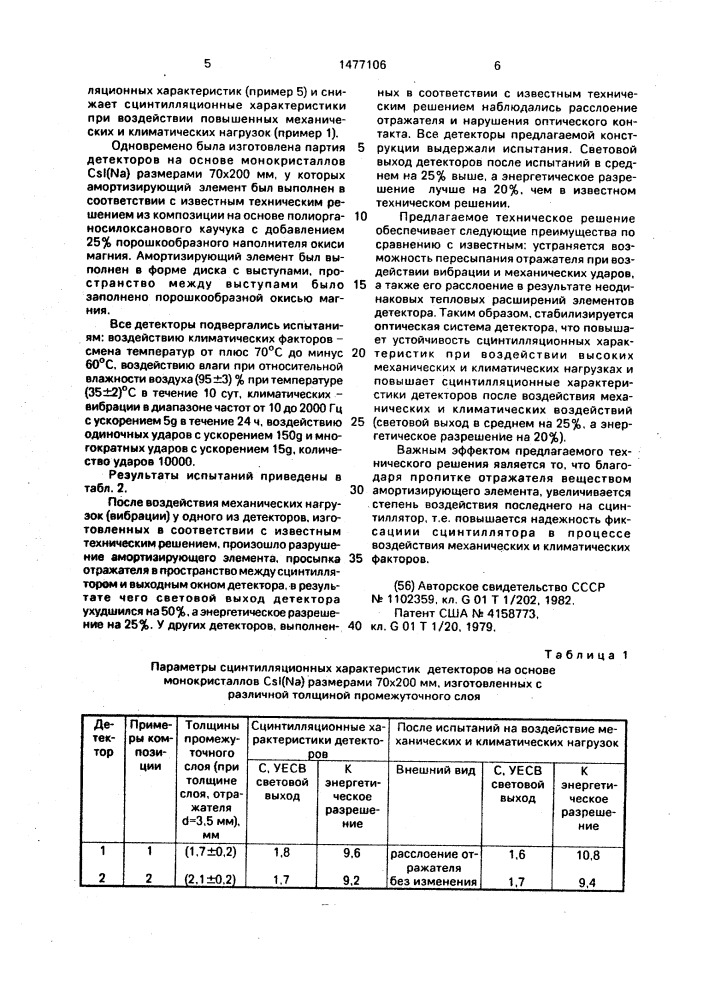 Сцинтилляционный детектор (патент 1477106)